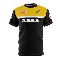 Racing Jersey Team Style Tee Shirt with Saying "ABBA, Cross, Faith, Victory" | 1 John 5:4, Racing Flag Patches, Sponsor Style Patches Holy