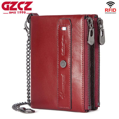 GZCZ Rfid Women Short Wallets Cow Leather Female Mini Purses Card Holder Wallet Fashion Woman Small Zipper Walet With Coin Purs