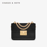 CHARLES and KEITH CK2-80700798 กระเป๋าใส่เจ้าสาวลายสก๊อตแบบถักโซ่สุภาพสตรีกระเป๋าสี่เหลี่ยมเล็ก