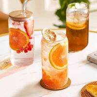 【CW】 12/16oz Glass Cup With Lid and Straws Reusable Glasses for Juice Wine Beer Can Cups Drinkware