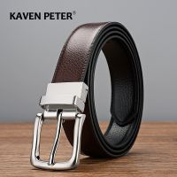 Male Leather Belts For Men High Quality Designer Reversible Buckle Business Cowskin Casual Waist Belt 3.0 CM Strap Waistband Belts