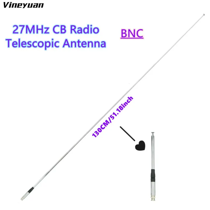 Vineyuan 130CM/51.18inch 27MHz CB Radio Telescopic Antenna BNC Male Connector Radio Antenna