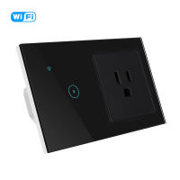 220V Wifi Smart Touch Switch with US Standard Electrical Socket 1 2 3 Gang TuyaSmart Life APP Remote Control Timer Functions