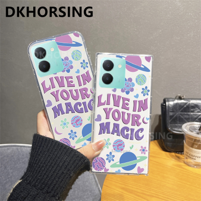 DKHORSING เคสโทรศัพท์แฟชั่นสำหรับ VIVO Y36 Y27 Y78 Y77 Y73 Y02T Y02A Y02 Y02S Y35 Y22 Y22S Y16 Y21S Y21A ลายดอกไม้ลายตาข่าย Y76 Y33S VIVOY36 Y01 4ฝาหลังแบบใสกันกระแทก5G