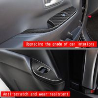 Car Window Glass Lift Switch Button Panel Cover Trim Carbon Fiber Window Glass Lift Button Switch Cover Trim Sticker ABS Carbon Fiber Door Armrest RHD for Toyota Voxy 2022