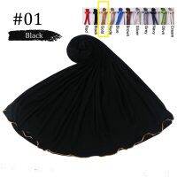 Netherland Jersey Hijabs with Colored Lines Holland Stretchy Cotton Shawls with Color Ropes For Muslim Women