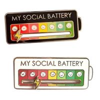 【YF】∋  Social Battery Enamel Pin Interactive Metal Badges Brooch Jewelry Accessorie