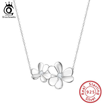 ORSA JEWELS 925 Sterling Silver Necklace for Women Clover Pendant Neck Chain Sweater Flower Choker 2020 Christmas Gift EQN16