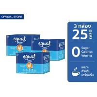 [3 กล่อง] Equal Classic 25 Sticks อิควล คลาสสิค ผลิตภัณฑ์ให้ความหวานแทนน้ำตาล กล่องละ 25 ซอง 3 กล่อง รวม 75 ซอง, น้ำตาลเทียม