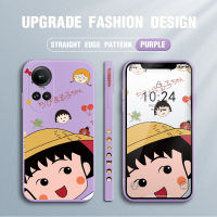 เคส GGK สำหรับ OPPO Reno10 Pro 5G เคสโทรศัพท์ผู้หญิงลายการ์ตูน Chibi Marukochan เคสโทรศัพท์ลายขอบสี่เหลี่ยมปลอกซิลิโคนน้ำคลุมทั้งหมดเคสป้องกันทนแรงกระแทกกล้อง