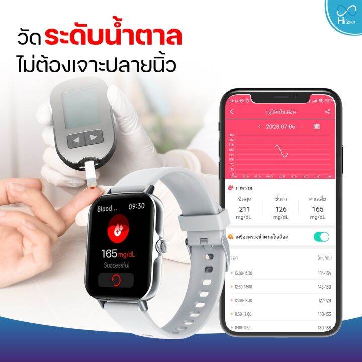 hcare-go-3-สี-ม่วงพาสเทล-limited-นาฬิกาวัดความดัน-ชีพจร-วัดน้ำตาล-รับสายโทรออก-อุณหภูมิร่างกาย-รับประกันศูนย์-1-ปี