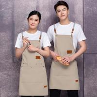 Web celebrity denim jeans hang neck apron grill western milk tea hotpot restaurant nail kitchen work clothes