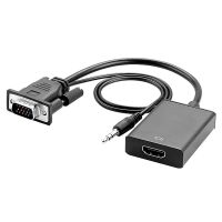 VGA to -Compatible Converter with Audio Cable+Power Cable Support 1080P Signal Output Computer to TV Converter