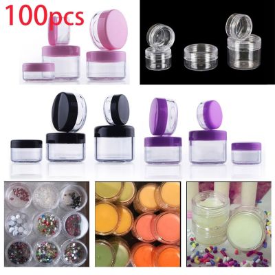 【CW】 100pcs x 2g-20 Gram Plastic Sample Round Jar MakeUp Pot  20 mini Spatula