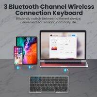 คีย์บอร์ดไร้สาย Bluetooth หลายอุปกรณ์พร้อมทัชแพด ฝาครอบถอดได้ ขาตั้งแบบพับได้ ชาร์จใหม่ได้สำหรับ Windows Android iOS Tabl-iold57 mall