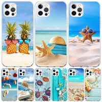 Blue Wood Seashells Sea Star Cover Phone Case For iPhone 11 14 Pro Max 13 12 Mini 6 X 8 6S 7 Plus XS XR 5S SE Art Coque Cell M