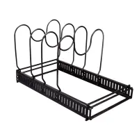 Expandable Pans Organiser Rack, 7 Adjustable Compartments, Pantry Cabinet Bakeware Lid Plate Holders