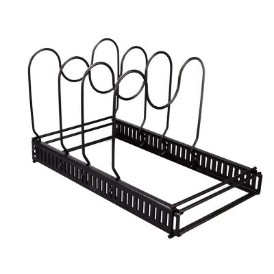 Expandable Pans Organiser Rack, 7 Adjustable Compartments, Pantry Cabinet Bakeware Lid Plate Holders