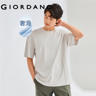 GIORDANO Men T-Shirts Fashion Pintuck 100% Cotton Tee Drop Shoulder Loose Short Sleeve Crewneck Simple Casual Tshirts 01023390 vnb