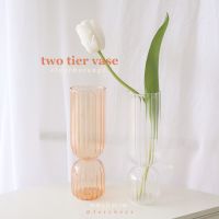 แจกันแก้ว แจกัน 2 ชั้น two tier vase แจกันแต่งห้อง พร็อพถ่ายรูป พร้อมส่ง