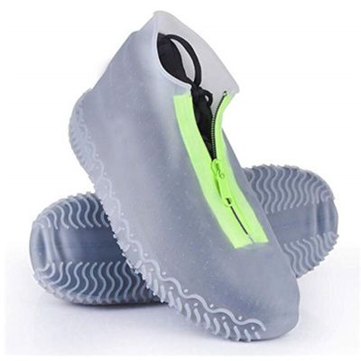 Women And Men Rubber Shoes Cover Zippers Unisex Reusable Waterproof Shoes Covers White Non-slip silicone Rain Covers Shoes New Shoes Accessories