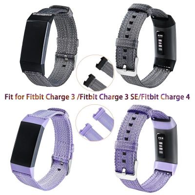 Pasek nylonowy do Fitbit Charge4 / Fitbit Charge3/Charge3 SE pasek do wymiany paska płótno lekki pasek do noszenia Denim pas nylonowy