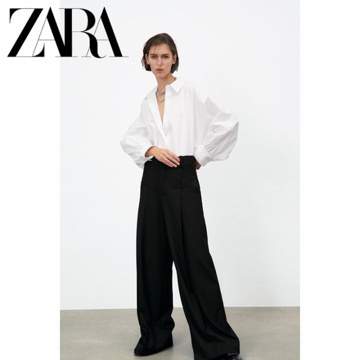 zara-ใหม่-เสื้อเชิ้ตแขนพัฟ-สีขาว-ทรงหลวม-สําหรับผู้หญิง-ta