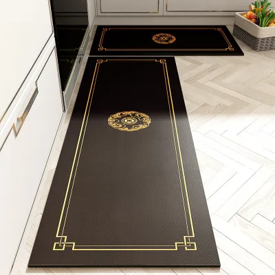 Eovna Luxury Anti-oil Kitchen Floor Mats Long Strips of PU Leather Doormat Household Waterproof Non-slip Mats Can Be Scrubbed