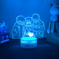 ร้อนเกม Undertale 3d โคมไฟ Chara และ Papyrus LED Night Light สำหรับเด็กวันเกิดของขวัญตกแต่งห้อง Xmas Gift