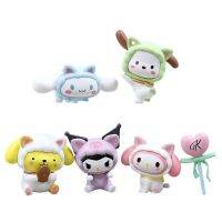 TORYCO 5pcs/set Cinnamoroll ฟิกเกอร์ Kuromi Melody Action FIGURE เมโลดี้ คุโรมิ ของเล่นโมเดล Cinnamoroll ตุ๊กตาอนิเมะ Kuromi ตุ๊กตาพีวีซี ตุ๊กตารุ่น Melody Q เครื่องประดับโต๊ะโต๊ะ