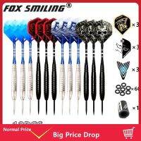 Fox Smiling 12 ชิ้น Dardos 18/22/23g เคล็ดลับเหล็ก Darts มืออาชีพอลูมิเนียมไนล่อนเพลากับ 9 ชิ้นบิน 1 ชิ้นมีดโกน