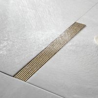 【cw】hotx Insert Titanium Gold Linear Shower Floor Drain Fast Drainage Grate Removable Use