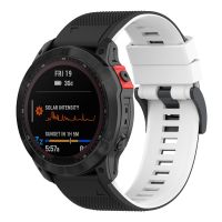 สำหรับ Garmin Fenix 7แถบสองนาฬิกาซิลิโคนสี (สีดำสีขาว)