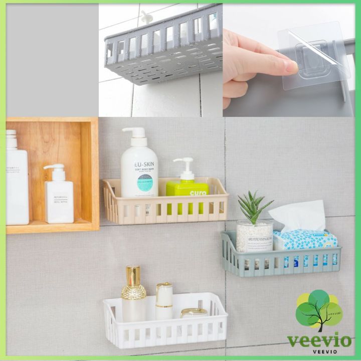 veevio-ตะกร้าวางของติดผนัง-ชั้นวางของเอนกประสงค์-ชั้นวางแขมพู-ตะกร้าเก็บของ-ชั้นวาง-bathroom-basket