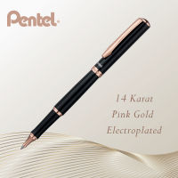 Pentel ปากกาหมึกเจล Energel รุ่น K611APG-C ด้ามสีดำ Pink Gold หมึกสีน้ำเงิน พร้อมกล่องปากกา