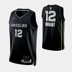 High Quality】Men's New Original NBA Memphis Grizzlies #12 Ja Morant Retro  Classic Edition Jersey Heat-pressed Green