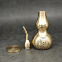 Antique Solid Brass Bottle Gourd Miniature Figurines Retro Copper Animal Tea Pet Desktop Ornament Decor Crafts Keychain Pendants