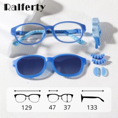 Ralferty kacamata hitam anak-anak terpolarisasi 2 In 1 klip pada kacamata UV400 resep kacamata bingkai miopia optik anak-anak