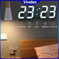Vivalux นาฬิกาแขวนผนังดิจิตอล Led ขนาดใหญ่3D,นาฬิกาตั้งโต๊ะแสดงเวลากลางคืนนาฬิกานาฬิกาปลุกจากห้องนั่งเล่นอัจฉริยะ3D นาฬิกาปลุกดิจิตอลนาฬิกาปลุกติดผนังดิจิตอลไฟกลางคืนมัลติฟังก์ชั่นของตกแต่งบ้าน
