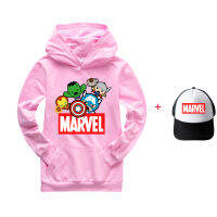 แขนยาว Hoodie ฤดูใบไม้ร่วงของ MARVEL สำหรับเด็กเด็กผู้ชายเด็กผู้หญิงเสื้อผ้าเด็ก65% ผ้าฝ้าย + เสื้อกันหนาวมีฮูดพิมพ์ลายโพลีเอสเตอร์35% ไฟเบอร์สำหรับเด็กผู้ชาย0000