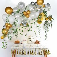 กล่องดนตรีอโรม่า☢สีเขียวสีขาวบอลลูน Arch Garland ชุด Ivy Leaf Garland Vines งานแต่งงานตกแต่งบอลลูน Baby Shower Birthday Party Decor