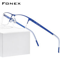 FONEX Alloy Glasses Frame Men Square Myopia Prescription Optical Eyeglasses New Metal Half Korean Screwless Eyewear 992