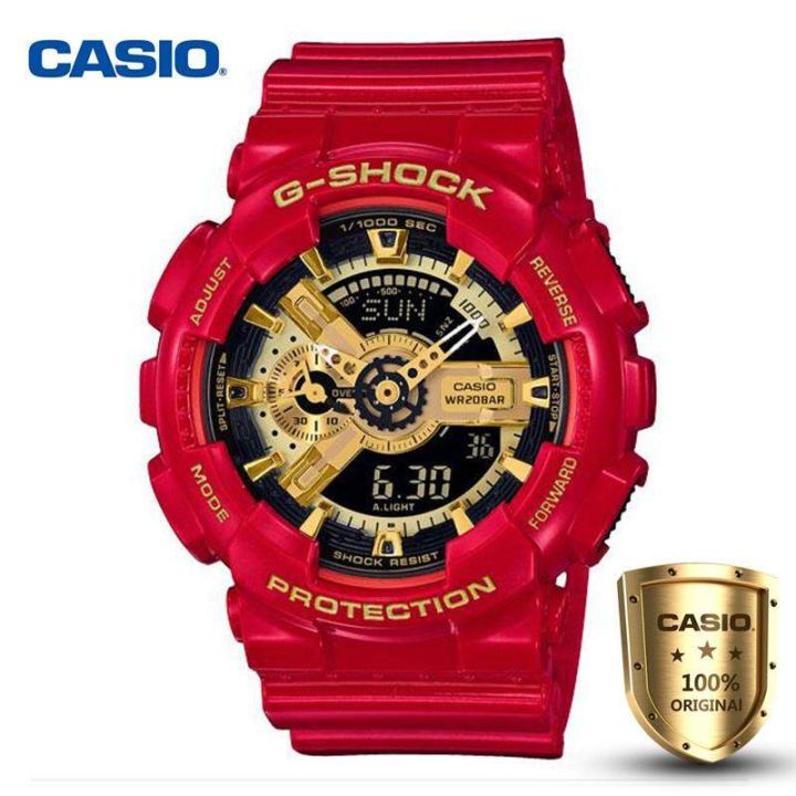 casio-g-shock-นาฬิกาข้อมือชาย-53-4-mm-ตัวเรือนสีแดง-สายสีแดง-รุ่น-ga-110vla-4a