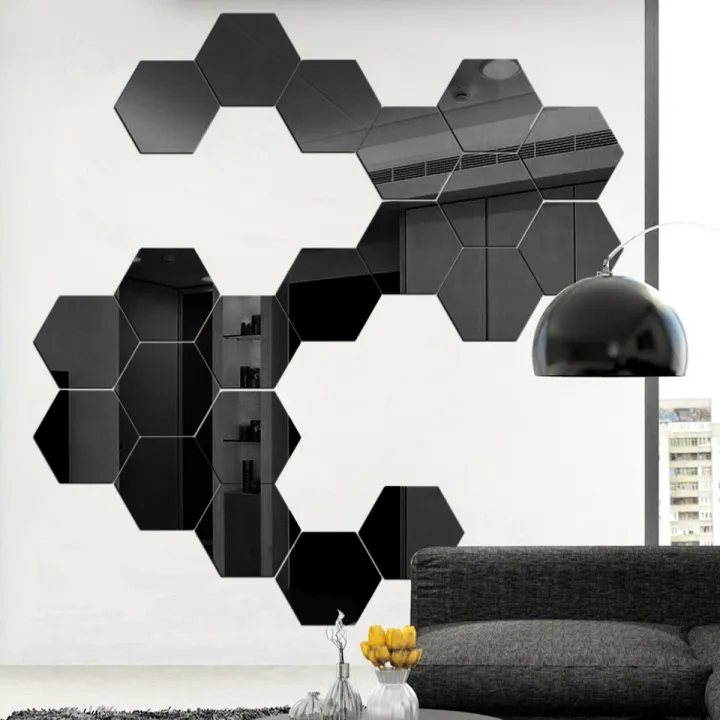 12pcs Hexagonal Wall Stickers Selfadhesive Wall Decorations Acrylic