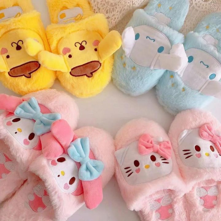 a-so-cute-cinnamoroll-รองเท้าแตะน่ารักในร่มสำหรับผู้หญิง-ปอมปอมการ์ตูนฟินน์อบอุ่นรองเท้าผ้ากำมะหยี่บ้านบ้าน