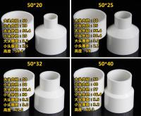 ตัวต่อขั้วต่อตรงท่อน้ำ2ชิ้น50มม. X 20/25/32/40มม. อะแดปเตอร์ลื่น X พีวีซี