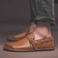 New mens top-notch handmade cowhide loafers casual, comfortable, breathable, lightweight trend genuine leather bean shoes