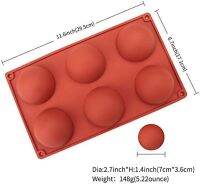 แม่พิมพ์ซิลิโคนกึ่งทรงกลมชุด2แพ็ค6ช่องสำหรับระเบิดช็อคโกแลตร้อน,ชุดแม่พิมพ์วงกลมไม่ติดเกรดอาหาร