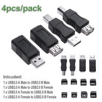 4pcs Printer USB Connector USB 2.0 Type A Female to Micro B Male Adapter Changer Connector