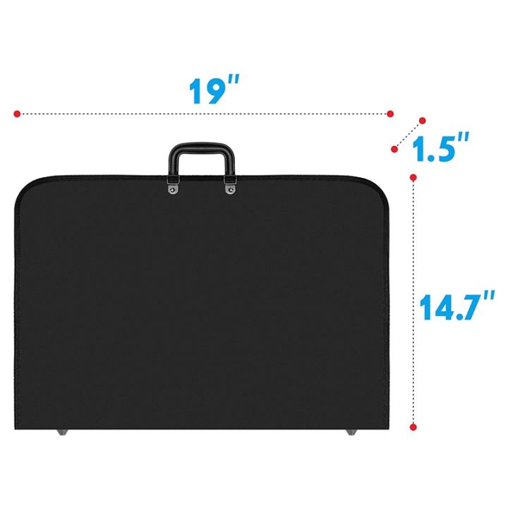 black-art-portfolio-case-artist-carrying-case-artist-portfolios-case-with-shoulder-strap-19x14-7x1-5-inches